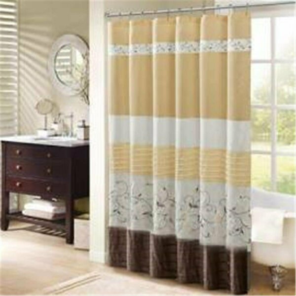 Madison Park 72 x 72 in. Faux Silk Embroidered Floral Shower Curtain, Yellow MP70-4863